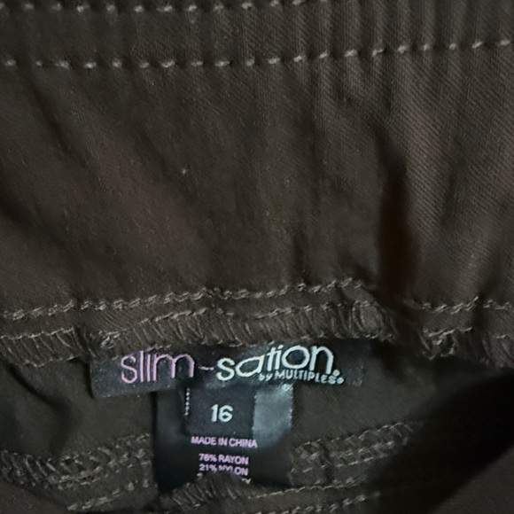 Slimsation By Multiples Chocolate Straight Leg Pants - Picture 2 of 7